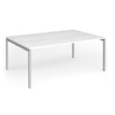 Dams Connex Plus Slimline Goal-Post Back To Back Desk in white, showing sleek modern office workspace with dual work surfaces.