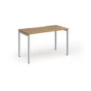 Dams Connex Plus Slimline Goal-Post Single Desk in oak wood finish with sleek modern design and clean lines.