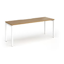 Dams Connex Plus Slimline Goal-Post Single Desk in oak wood, featuring a modern design and sleek workspace layout.