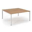 Beech Connex scalloped back-to-back desks from Dams, showing sleek wood finish and modern office workspace design.