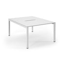 White Connex scalloped back-to-back desks by Dams, featuring a modern design with a white finish and scalloped edges.