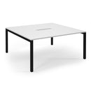 White Connex Scalloped Back To Back Desks by Dams, showing the sleek design and scalloped back detail in a modern office setting.
