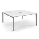 White Connex Scalloped Back To Back Desks by Dams, featuring curved scalloped edges and a sleek modern design.
