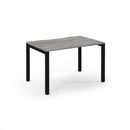 Dams Connex scalloped single desk in grey oak finish, featuring a modern design with a scalloped edge and sleek tabletop.