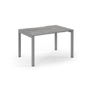 Dams Connex Scalloped Single Desk in Grey Oak finish, featuring a sleek wooden surface and scalloped edge design.