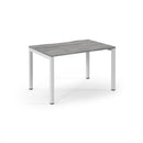 Dams Connex Scalloped Single Desk in Grey Oak finish with scalloped edges and sleek design for modern workspace.