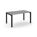 Dams Connex scalloped single desk in grey oak finish with curved edges and modern design for home or office workspace.