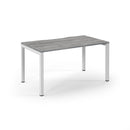 Dams Connex Scalloped Single Desk in Grey Oak finish, featuring a modern design with scalloped edges and sleek wood surface.