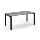 Dams Connex scalloped single desk in grey oak finish with a sleek, modern design and scalloped edges for stylish workspace.