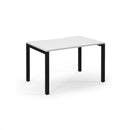 White Connex Scalloped Single Desk by Dams, featuring a sleek design with scalloped edges and a smooth tabletop.