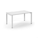 White Connex Scalloped Single Desk by Dams with a smooth, scalloped edge and modern design for a stylish workspace.