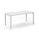 White Connex Scalloped Single Desk by Dams, showing the sleek desk with scalloped edges in a modern office setting.