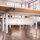 Dams double drop down cable tray with bracket for Adapt and Fuze desks, showing the tray mounted beneath the desk surface for cable management.