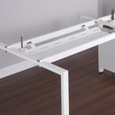 Dams double drop down cable tray and bracket for Adapt and Fuze desks, installed underneath for cable management.