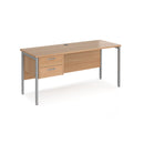 Dams Maestro 25 600mm deep straight desk in beech with H-frame legs, two-drawer pedestal, and sleek modern design