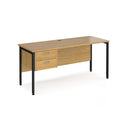 Dams Maestro 25 600mm deep oak straight desk with H-frame legs, two-drawer pedestal, modern office furniture design.