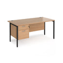 Dams Maestro 25 800mm deep straight desk in beech with H-frame legs, two-drawer pedestal, and modern office design.