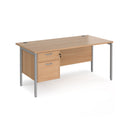 Dams Maestro 25 800mm deep straight desk in beech with H-frame legs, two-drawer pedestal, and clean workspace design.