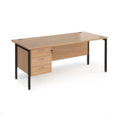 Dams Maestro 25 800mm deep straight desk with beech finish, three-drawer pedestal, and H-frame legs for office workspace.