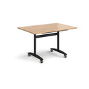 Rectangular Dams Deluxe Fliptop Meeting Table in beech wood, with a black frame and fliptop design for versatile office use.