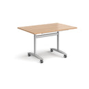 Rectangular Deluxe Fliptop Meeting Table by Dams in beech finish with black edges, ideal for conference and meeting rooms.