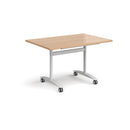 Rectangular Deluxe Fliptop Meeting Table in beech wood with black frame by Dams, designed for versatile office or conference use.