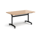 Rectangular Dams Deluxe Fliptop Meeting Table in Beech wood with black finish, designed for professional office or conference rooms.