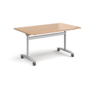 Rectangular Deluxe Fliptop Meeting Table in Beech wood by Dams, with black frame and flip-top design for versatile conference use.