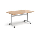 Rectangular Deluxe Fliptop Meeting Table in beech wood by Dams, with a black fliptop surface and sturdy metal legs.
