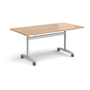 Rectangular Deluxe Fliptop Meeting Table by Dams in beech with black finish, featuring a fliptop design for versatile conference use.