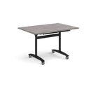 Grey oak rectangular Deluxe Fliptop meeting table by Dams with black frame, designed for versatile conference and office use.