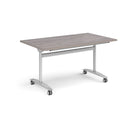 Rectangular Dams Deluxe Fliptop Meeting Table in Grey Oak, showing the fliptop surface and sturdy table frame.