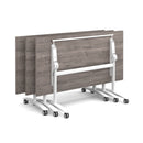 Dams rectangular deluxe fliptop meeting table in grey oak finish, with sturdy black metal legs and fliptop design for versatile use.