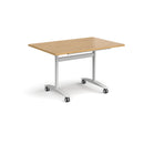 Dams rectangular deluxe fliptop meeting table with oak finish, black base, and sturdy metal legs for versatile office use