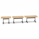 Dams rectangular deluxe fliptop meeting table in oak finish with black frame, ideal for conference or office spaces.