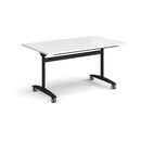 Rectangular Deluxe Fliptop Meeting Table by Dams, white finish, with fliptop mechanism and sturdy metal legs.