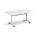 White rectangular Deluxe Fliptop meeting table by Dams with smooth surface and flip-top design for versatile office use.