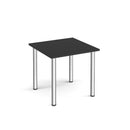 Black rectangular radial leg meeting table by Dams, showing a sleek surface with sturdy radial legs, ideal for conference or meeting rooms.