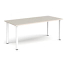 Light grey rectangular radial leg meeting table by Dams with sturdy wooden legs and spacious surface for meetings.
