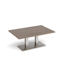 Dams Eros rectangular coffee table with flat rectangular base in Barcelona Walnut wood finish, modern living room decor.