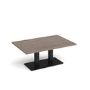 Dams Eros rectangular coffee table with flat base in Barcelona Walnut wood, showcasing a modern minimalist design.