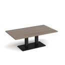 Dams Eros rectangular coffee table with flat rectangular base in Barcelona walnut wood finish.
