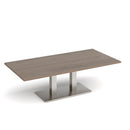 Dams Eros rectangular coffee table with flat base in Barcelona Walnut wood finish, showcasing sleek modern design.