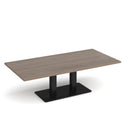 Dams Eros rectangular coffee table with flat rectangular base in Barcelona walnut wood finish.