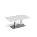 Dams Eros rectangular coffee table with flat rectangular white base, modern living room furniture, sleek minimalist design.