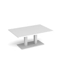 White Eros rectangular coffee table with a flat rectangular base by Dams, showcasing modern minimalist design.