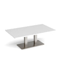 Dams Eros rectangular coffee table with flat rectangular base in white, modern design, smooth surface, and sturdy construction.