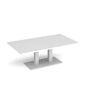 Eros rectangular coffee table by Dams with a white flat rectangular base, modern design and smooth surface.