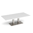 Dams Eros rectangular coffee table with flat rectangular base in white, modern design, smooth surface and clean lines.