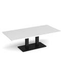 White Eros rectangular coffee table with flat rectangular base by Dams, showcasing a modern minimalist design.